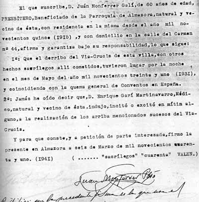 Declaració de Joan Monferrer